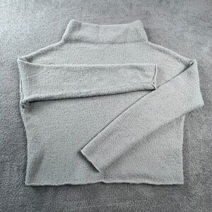 Free People Sweater Womens Small San Vicente Mock Neck Fuzzy Knit Grey Oversized